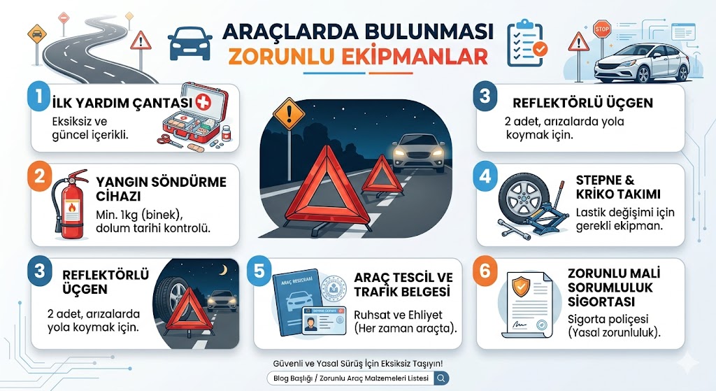Otomobiller de Hangi Ekipmanların Bulundurulması Zorunlu? Yeni Eklenenler Neler?