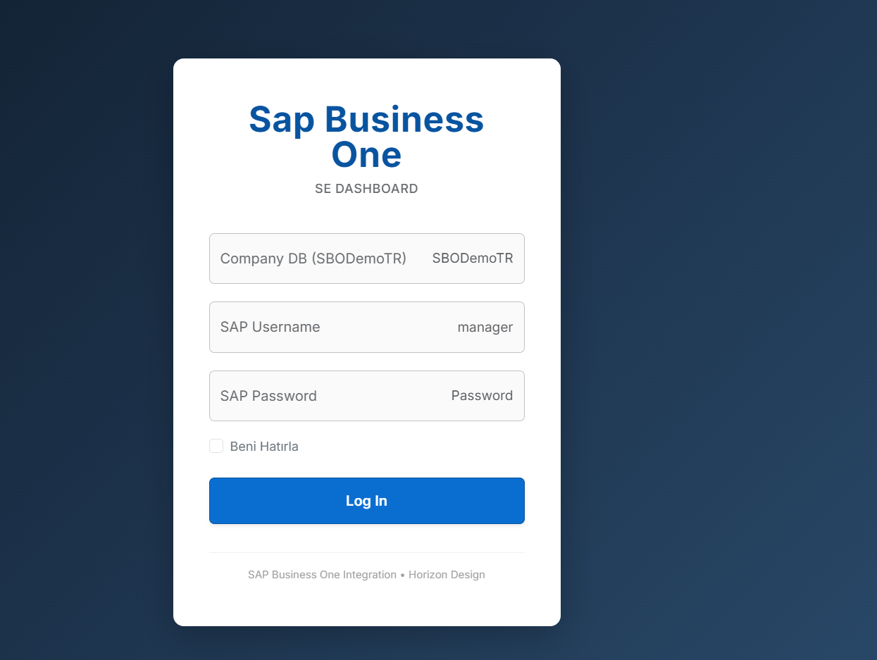 Sap Business One Web Dashboard Uygulaması